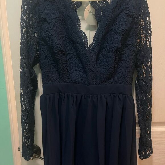 Boohoo Navy Backless Lace Dress - Picture 5 of 5